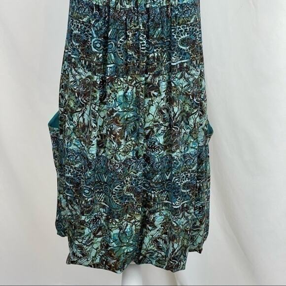 Eliza‎ J New York  Teal Empire Waist Batik Style Print Boho Dress NWOT Size 8 - Picture 7 of 12
